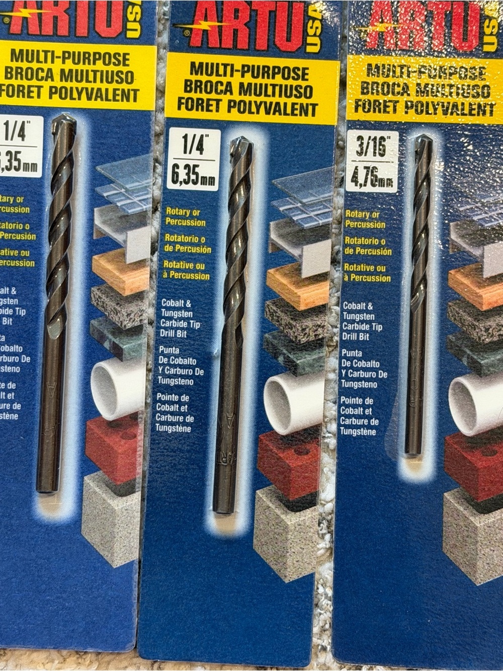 ARTU 1/4" and 3/16" Multi-Purpose Drill Bits - bundle